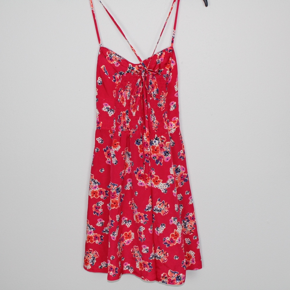 AEO Red Flowered Sundress WITH POCKETS